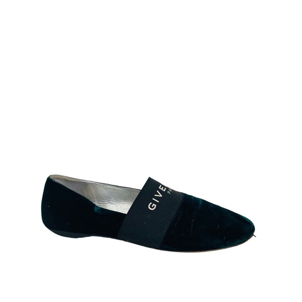 GIVENCHY Green Velvet Bedford Logo Smoking Slipper Flats Loafer Size 39.5 - Picture 5 of 10